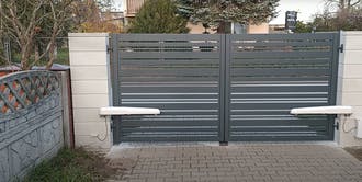 Modern gray vinyl gate